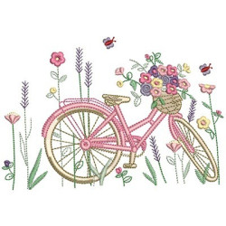 Matriz De Bordado Bicicleta Com Flores
