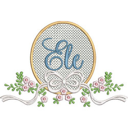 Embroidery 3 Design Ele Frame With Bow And Flowers