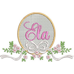 Embroidery 3 Design Ela Frame With Bow And Flowers