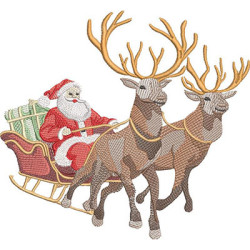 Embroidery Design Rippled Santa Sleigh 19 Cm