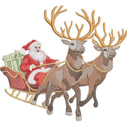 Embroidery Design Rippled Santa Sleigh 15 Cm