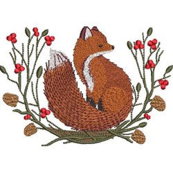 Embroidery Design Fox In Christmas Frame