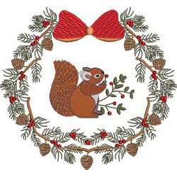 Embroidery Design Christmas Squirrel Garland