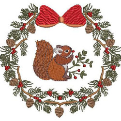 Embroidery Design Christmas Squirrel Garland