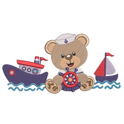 Embroidery Design Sea Bear With Boats