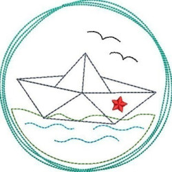 Embroidery Design Leather Childrens Nautical Frame 2