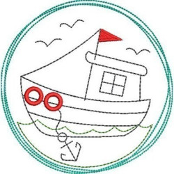 Embroidery Design Leather Childrens Nautical Frame 6