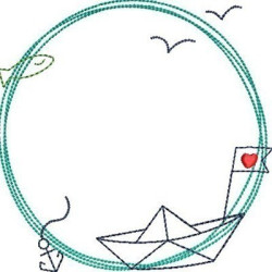 Embroidery Design Leather Childrens Nautical Frame 7