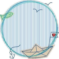 Embroidery Design Childrens Nautical Frame Applied 7