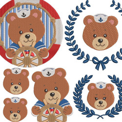 Embroidery Design Bears And Sailor Frames Package