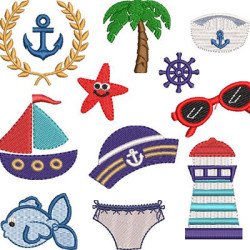Embroidery Design Pack Of 40 Childrens Nautical Embroideries