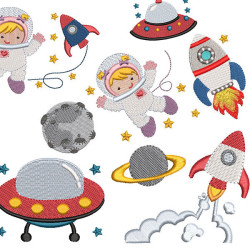 Embroidery Design Astronautic Girl Package