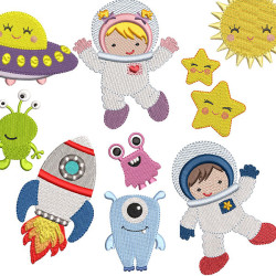 Embroidery Design Astronaut Package Boy And Girl