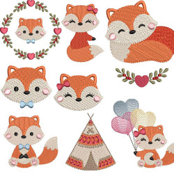 Embroidery Design Packages Foxes Balloons & Frames