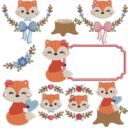 Embroidery Design Package Foxes & 10 Frames