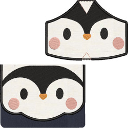 Diseño Para Bordado Kit Bolsa Y Mascarillas Pingüino 5 Tamaños