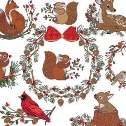 Embroidery Design Forest Animals Christmas Package