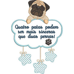 Matriz De Bordado Pug Frase Na Nuvem