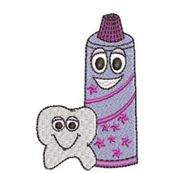 Embroidery Design Dental Cream And Cute Tooth