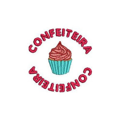 Embroidery Design Confectioner With Cupcake