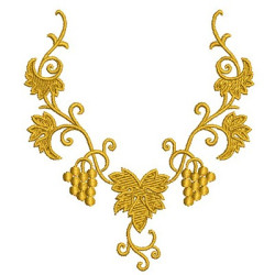 Embroidery Design Golden Frame With Grapes