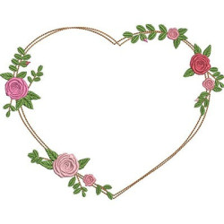 Diseño Para Bordado Marco Corazón Floral 18 Cm