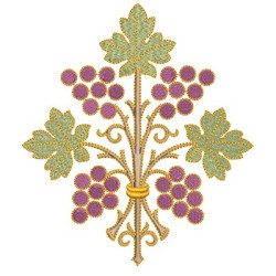 Embroidery Design Branch Of Grapes 16 Cm