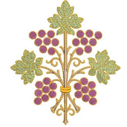 Embroidery Design Branch Of Grapes 13 Cm