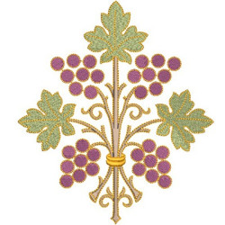 Embroidery Design Branch Of Grapes 18 Cm
