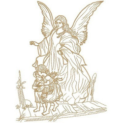 Embroidery Design Guard Angel Contoured