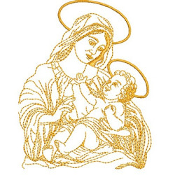 Embroidery Design Our Lady With Jesus Contoured 2