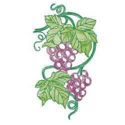 Embroidery Design Branch Of Grapes 20 Cm