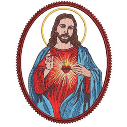 Embroidery Design Heart Sacred Medal Of Jesus 2