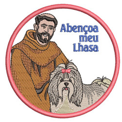 Embroidery Design St Francis Bless My Lhasa  Pt