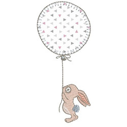 Embroidery Design Bunny With Applied Balloon 2