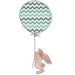 Embroidery Design Bunny With Applied Balloon 3