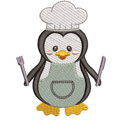 Diseño Para Bordado Pingüino Niño Cocinero 2