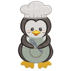Diseño Para Bordado Pingüino Niño Cocinero 3