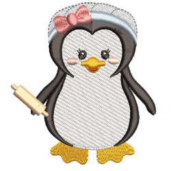 Diseño Para Bordado Pingüino Niña Pinguim Cocinera 3