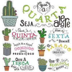 Embroidery Design Package Week Cactus 2 Pt