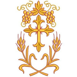 Embroidery Design Cross Wheat And Grapes