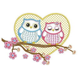 Embroidery Design Owls Couple 18 Cm