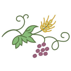Embroidery Design Branch 16 Cm Wheat And Grape