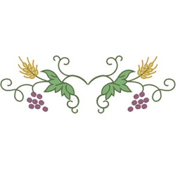 Embroidery Design  Branch 33 Cm Wheat And Grape