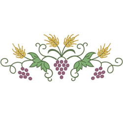 Embroidery Design Branch With Grapes And Wheat 30 Cm