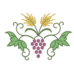 Embroidery Design Branch 17 Cm Grape With Wheat