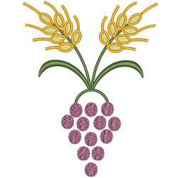 Embroidery Design Grapes With Wheat 12 Cm