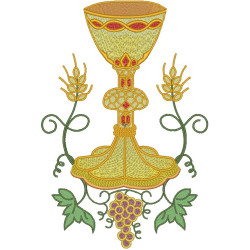 Embroidery Design Chalice With Grape And Wheat 26 Cm