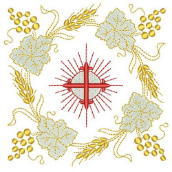 Embroidery Design Wheat And Grapes With Cross 12 Cm