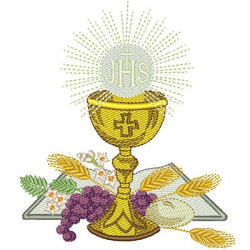 Embroidery Design Eucharist Chalice Bread And Grapes